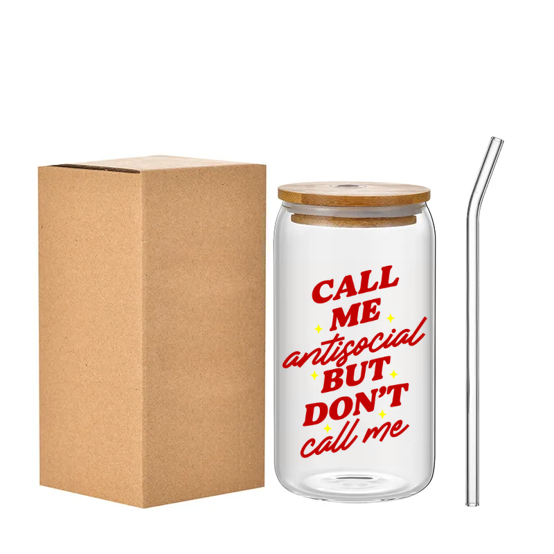 "Call me antisocial but don't call me" glass drinking jar