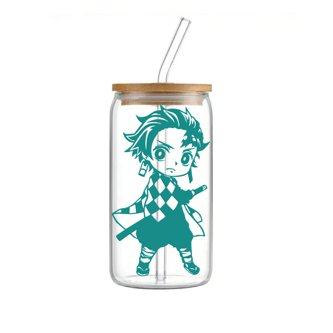 "Tanjiro" Glass drinking jar