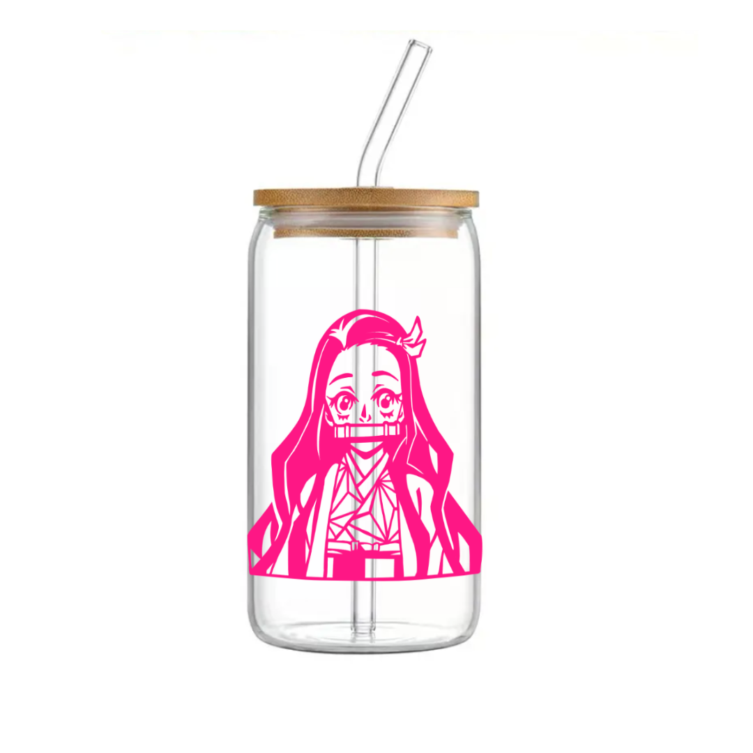 "Nezuko" 600ml glass drinking jar